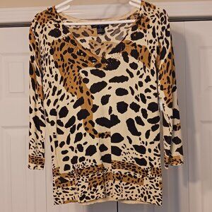 #78 3/$18 - SML Design Brown/Yellow Long Sleeve Top Size S